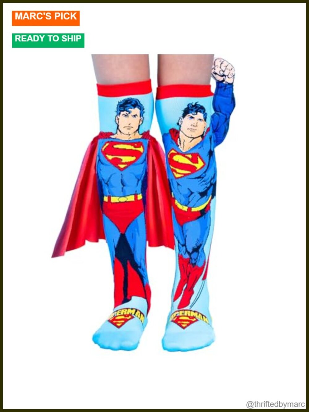 Superman Knee-High Socks 3D Plush Arm Velvet Cape Novelty